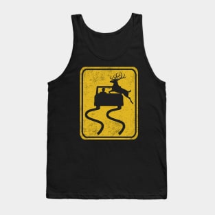 Swerving Car Meets Deer Crossing Vintage Road Sign Tank Top